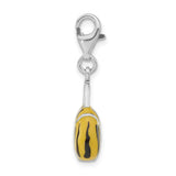 Sterling Silver Handbag Charm with Cubic Zirconia, Yellow Black Tiger Enamel, Purse Style