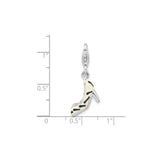 Sterling Silver High Heel Shoe Charm with Black and White Enamel, Fashion Pendant for Women