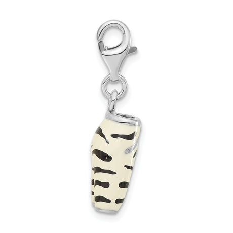 Sterling Silver Zebra Print Pants Charm with Cubic Zirconia, Enamel Stripes, Safari Theme