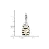 Sterling Silver Zebra Print Pants Charm with Cubic Zirconia, Enamel Stripes, Safari Theme