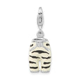 Sterling Silver Zebra Print Pants Charm with Cubic Zirconia, Enamel Stripes, Safari Theme