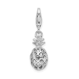Sterling Silver Pineapple Pendant with Lattice Design, Tropical Fruit Theme Jewelry