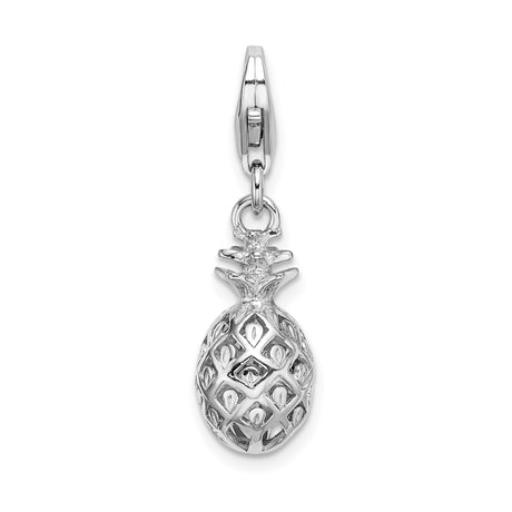 Sterling Silver Pineapple Pendant with Lattice Design, Tropical Fruit Theme Jewelry