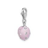 Sterling Silver Heart Pendant with Pink Enamel and Clear Crystals, Romantic Charm for Women