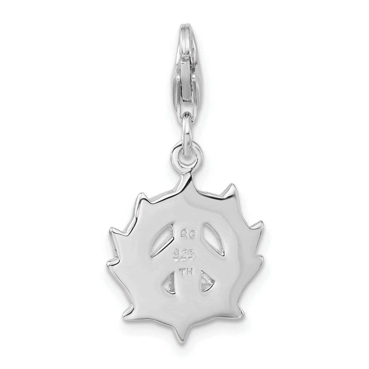 Sterling Silver Peace Sign Pendant with Cubic Zirconia, Spiked Sunburst Boho Style