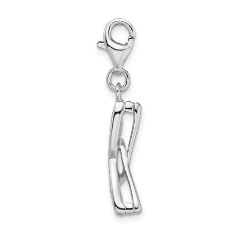 Sterling Silver Sunglasses Charm with Black Enamel, Fun Summer Vacation Jewelry Pendant