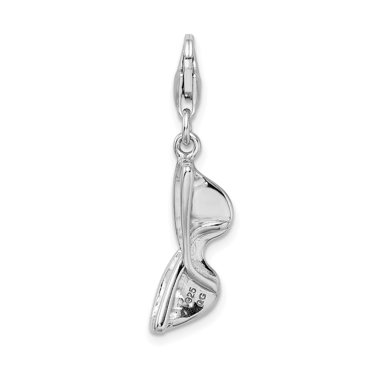 Sterling Silver Sunglasses Charm with Black Enamel, Fun Summer Vacation Jewelry Pendant