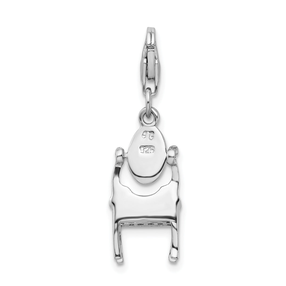 Sterling Silver Mirror Charm Pendant, Oval Vanity Mirror with Lobster Clasp, Vintage Style