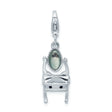 Sterling Silver Mirror Charm Pendant, Oval Vanity Mirror with Lobster Clasp, Vintage Style