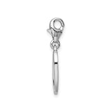 Sterling Silver Oval Dangle Charm with Lobster Clasp, Minimalist Open Pendant Design for Women