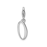 Sterling Silver Oval Dangle Charm with Lobster Clasp, Minimalist Open Pendant Design for Women