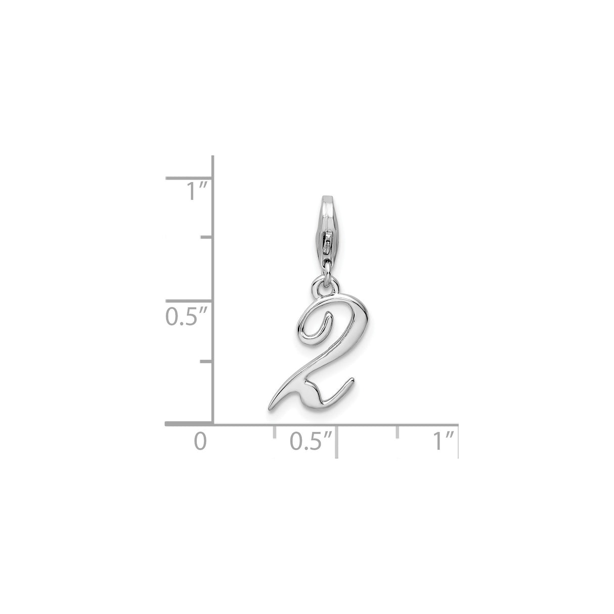 Sterling Silver Number 2 Pendant, Polished Script Charm, Custom Unisex Jewelry Piece