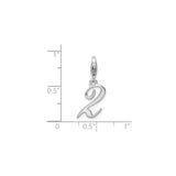 Sterling Silver Number 2 Pendant, Polished Script Charm, Custom Unisex Jewelry Piece