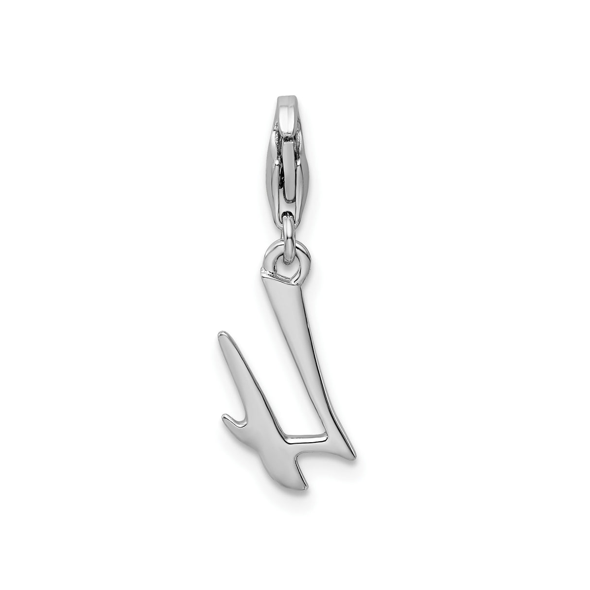 Sterling Silver Number 4 Pendant, Modern Numeral Charm, Unisex Minimalist Jewelry
