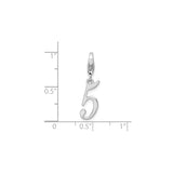 Sterling Silver Number 5 Pendant, Polished Script Style Charm, Minimalist Unisex Jewelry