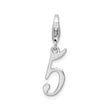 Sterling Silver Number 5 Pendant, Polished Script Style Charm, Minimalist Unisex Jewelry