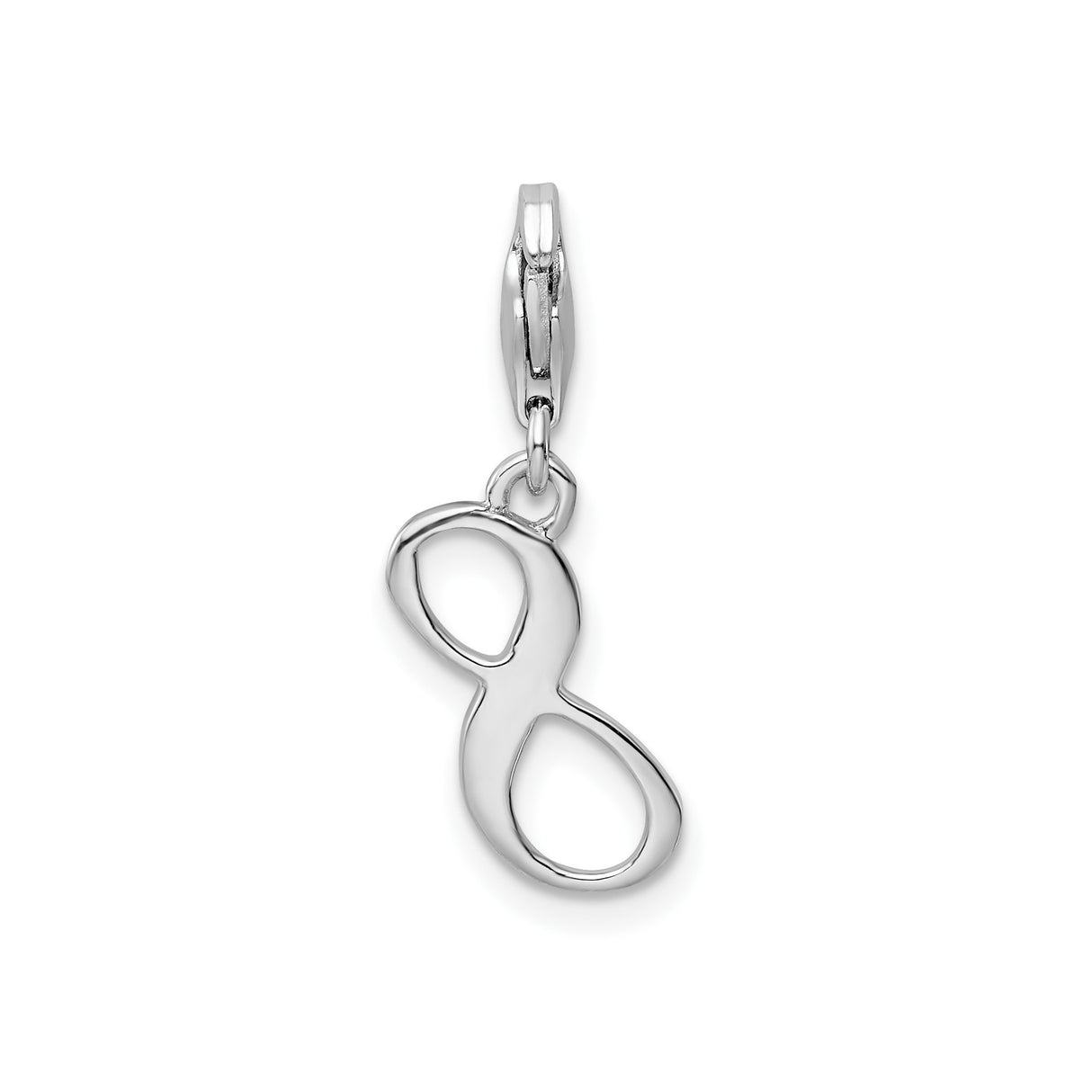 Sterling Silver Infinity Symbol Pendant Charm with Lobster Clasp, Polished Finish