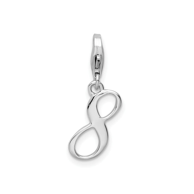 Sterling Silver Infinity Symbol Pendant Charm with Lobster Clasp, Polished Finish