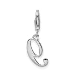Sterling Silver Number 9 Charm Pendant, Cursive Style with Lobster Clasp