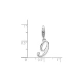 Sterling Silver Number 9 Charm Pendant, Cursive Style with Lobster Clasp