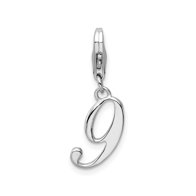 Sterling Silver Number 9 Charm Pendant, Cursive Style with Lobster Clasp