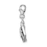 Sterling Silver Charm Pendant with Red Bow, Festive Holiday Box Design