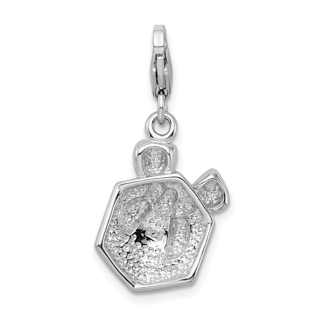 Sterling Silver Charm Pendant with Red Bow, Festive Holiday Box Design