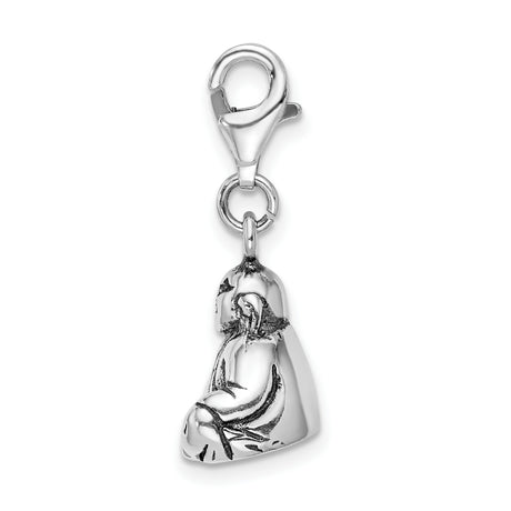 Sterling Silver Laughing Buddha Charm Pendant with Lobster Clasp, Symbol of Joy and Abundance