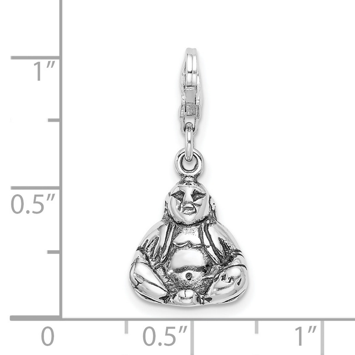 Sterling Silver Laughing Buddha Charm Pendant with Lobster Clasp, Symbol of Joy and Abundance