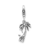 Sterling Silver Palm Tree Charm Pendant, Tropical Beach Vacation Jewelry