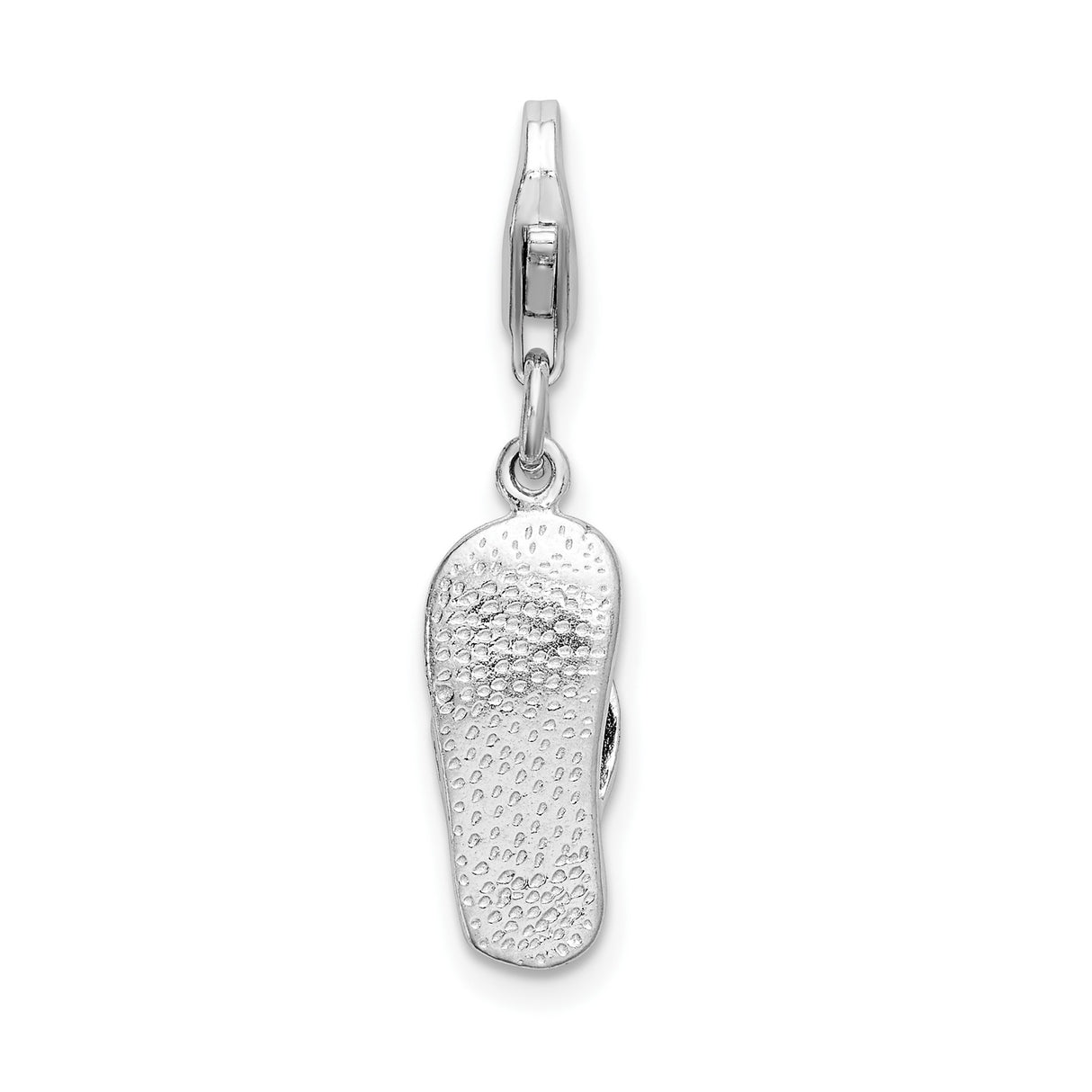 Sterling Silver Flip Flop Charm Pendant with Red Enamel, Beach Sandal Summer Jewelry for Women or Teens