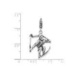 Sterling Silver Skier Pendant with Midair Ski Jump Figure and Ski Poles Charm