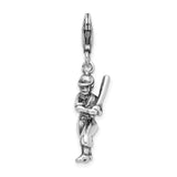 Sterling Silver Baseball Player Pendant with Swinging Batter Figure, Sports Charm
