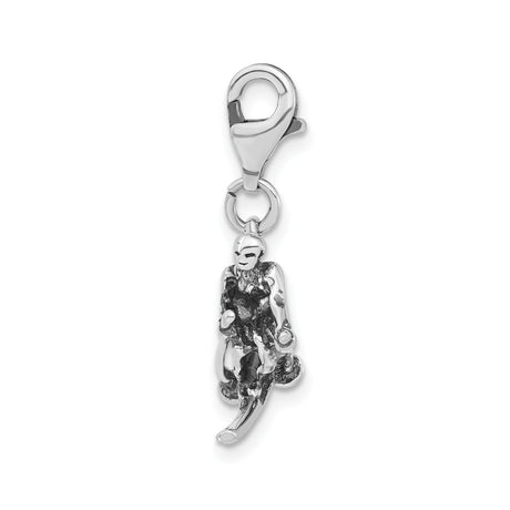 Sterling Silver Skier Pendant Charm with Alpine Skiing Design, Unisex Winter Sports Theme