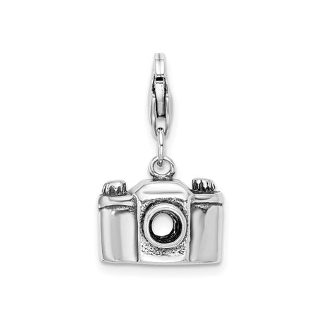 Sterling Silver Camera Charm Pendant, Miniature Vintage Design, Travel Photography Theme