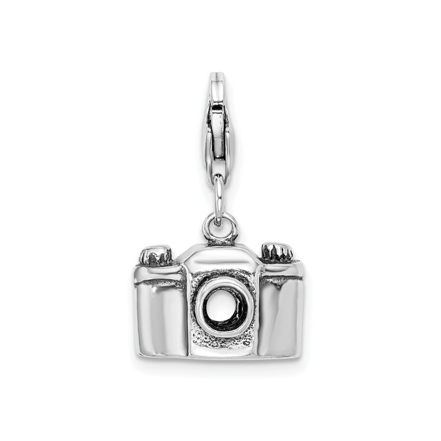 Sterling Silver Camera Charm Pendant, Miniature Vintage Design, Travel Photography Theme