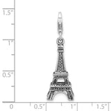 Sterling Silver Eiffel Tower Pendant with Cubic Zirconia, Paris Landmark Charm Jewelry