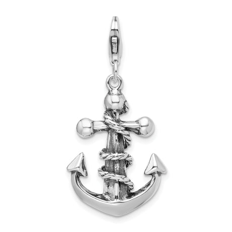 Sterling Silver Anchor Pendant with Rope Detail, Nautical Symbol of Hope and Strength