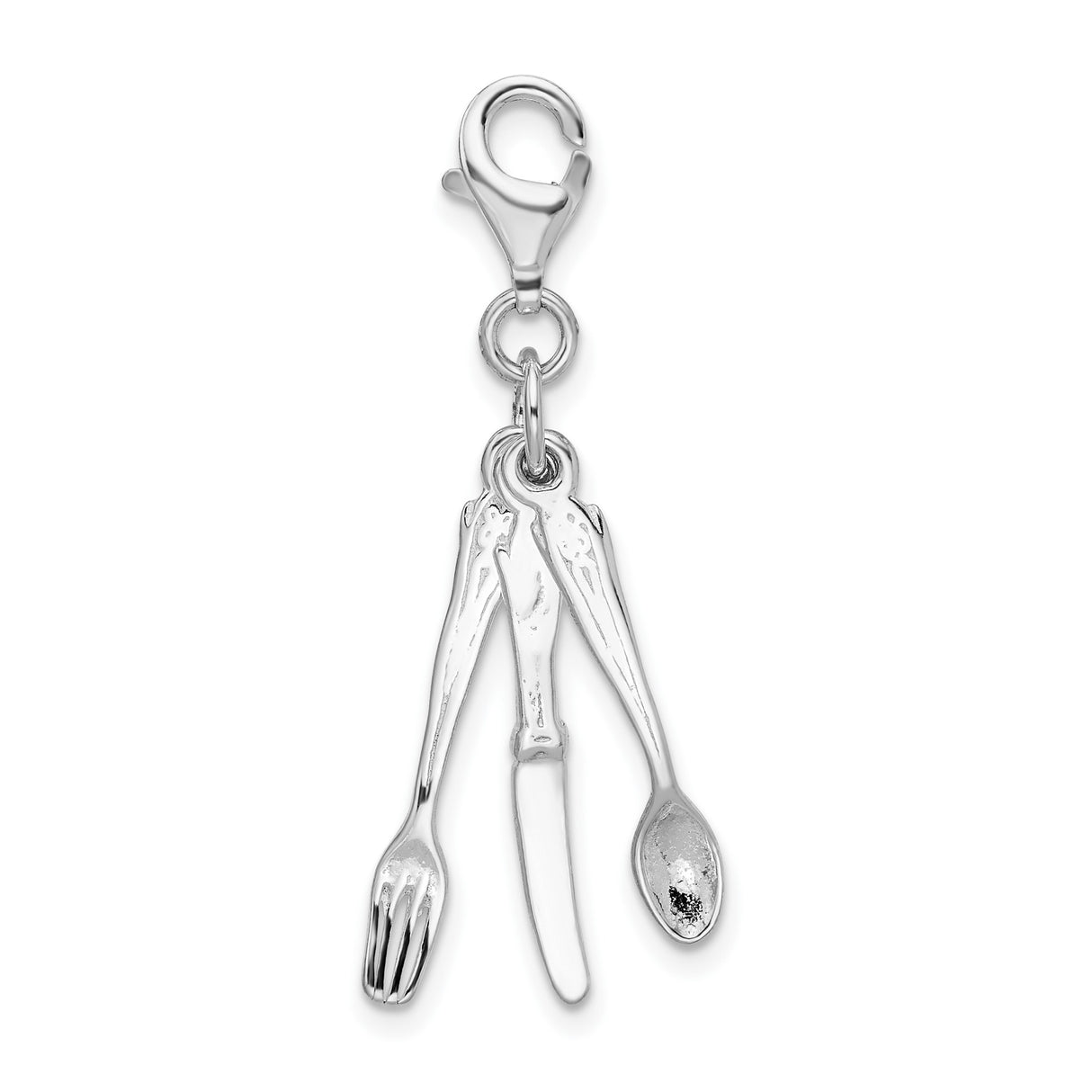Sterling Silver Olive Branch Charm Pendant with Leaf Detailing, Nature-Inspired Symbol of Peace