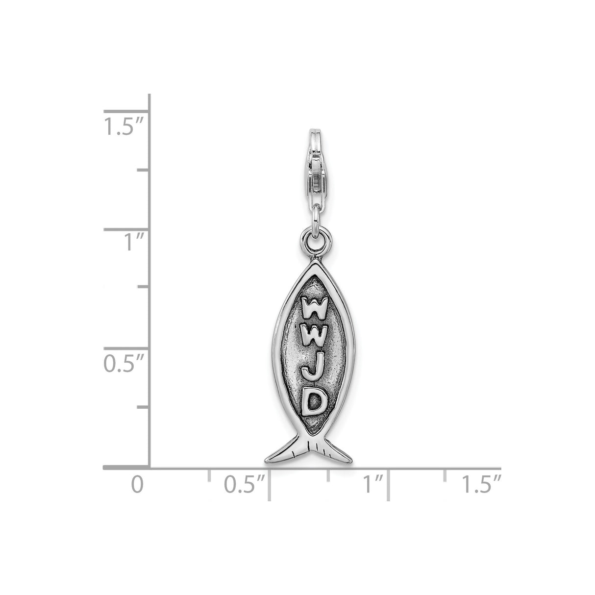 Sterling Silver Ichthys Pendant with WWJD Engraving, Christian Fish Charm Jewelry