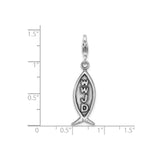 Sterling Silver Ichthys Pendant with WWJD Engraving, Christian Fish Charm Jewelry
