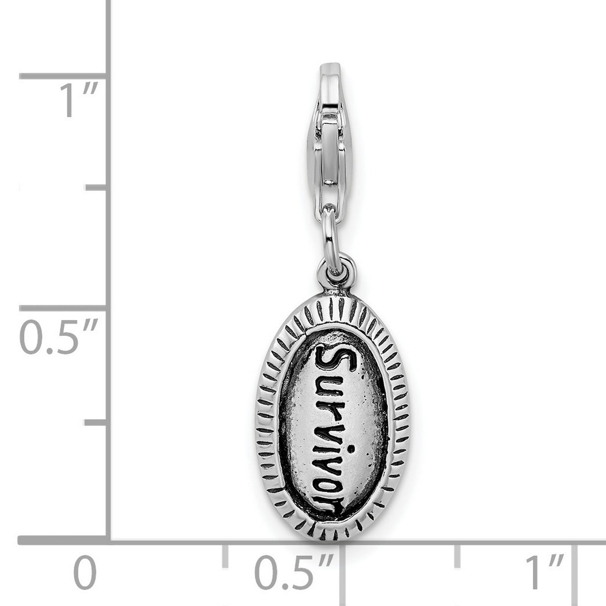 Sterling Silver Survivor Oval Pendant, Motivational Charm Symbolizing Strength and Resilience