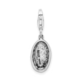 Sterling Silver Oval Pendant Charm with Sunburst Strength Symbol, Motivational Jewelry