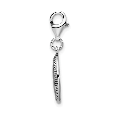 Sterling Silver Spoiled Charm Pendant, Oval Identity Design with Textured Edge, Clip On
