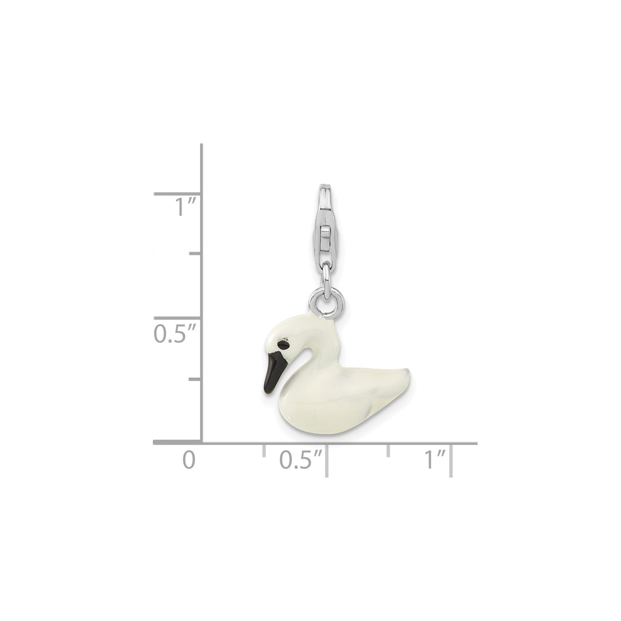 Sterling Silver Swan Charm Pendant with White and Black Enamel, Nature-Inspired Animal Jewelry