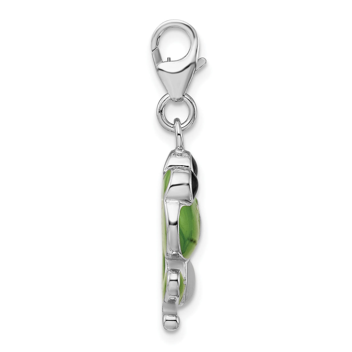 Sterling Silver Frog Charm with Green and Yellow Enamel, Whimsical Animal Pendant