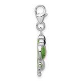 Sterling Silver Frog Charm with Green and Yellow Enamel, Whimsical Animal Pendant