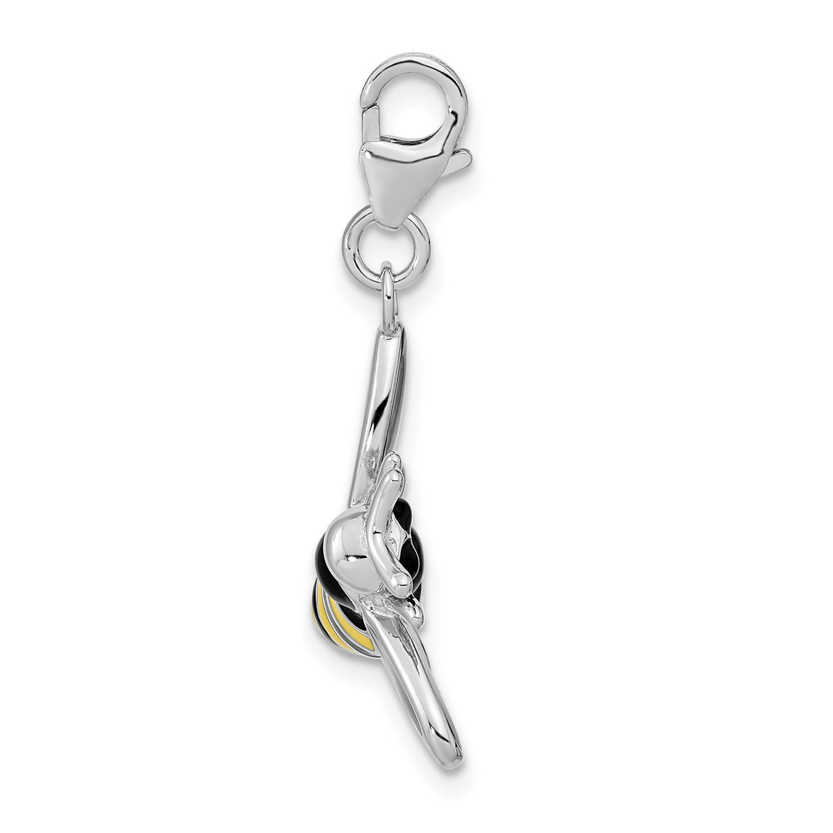 Sterling Silver Bee Pendant Charm with Black and Yellow Enamel, Nature-Inspired Bug Design