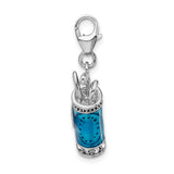 Sterling Silver Golf Bag Pendant Charm with Blue Enamel and Crystal Accents, Sports Theme