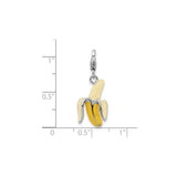 Sterling Silver 3D Peeled Banana Charm Pendant with Enamel Detailing
